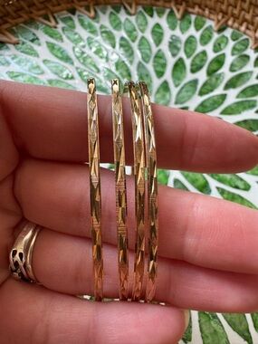 Karina Stackable Gold-Tone Textured Bangle Bracelets - Set of 4